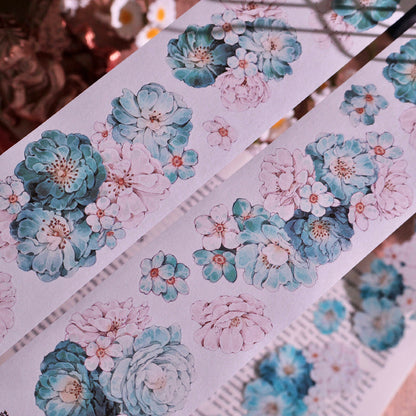 5.5cm*100cm Skinned snow flower Die Cutting Washi/PET Tape featuring flower, and snow designs for journaling, scrapbooking and collage