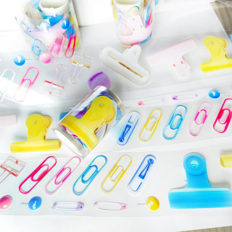 Dopamine clip Die Cutting PET Tape for journaling, scrapbooking and collage