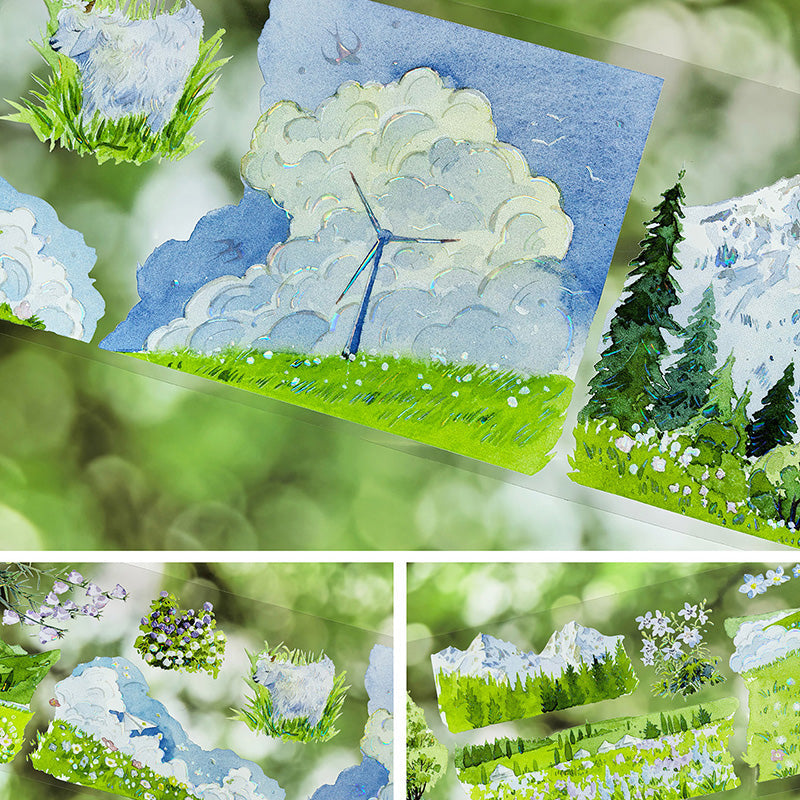 7cm*100cm Cloudside Ranch Shell Light PET Tape featuring cloud, and light designs for journaling, scrapbooking and collage