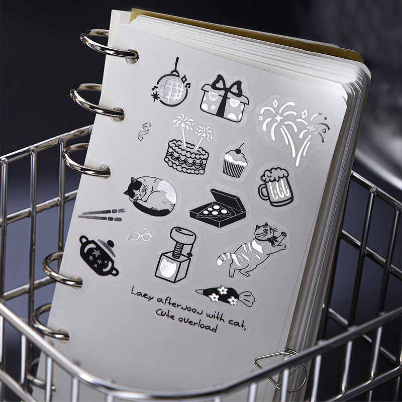 Silver Mist Leisure Series Die Cutting Silver Stamping Fog PET Tape featuring leisure, and silver designs for journaling, scrapbooking and collage
