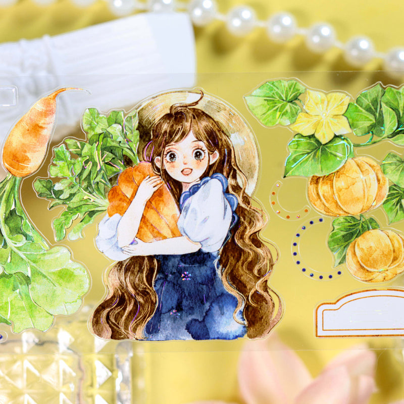 6cm*100cm Autumn Farming Memories Shell Light PET Tape featuring autumn, and light designs for journaling, scrapbooking and collage