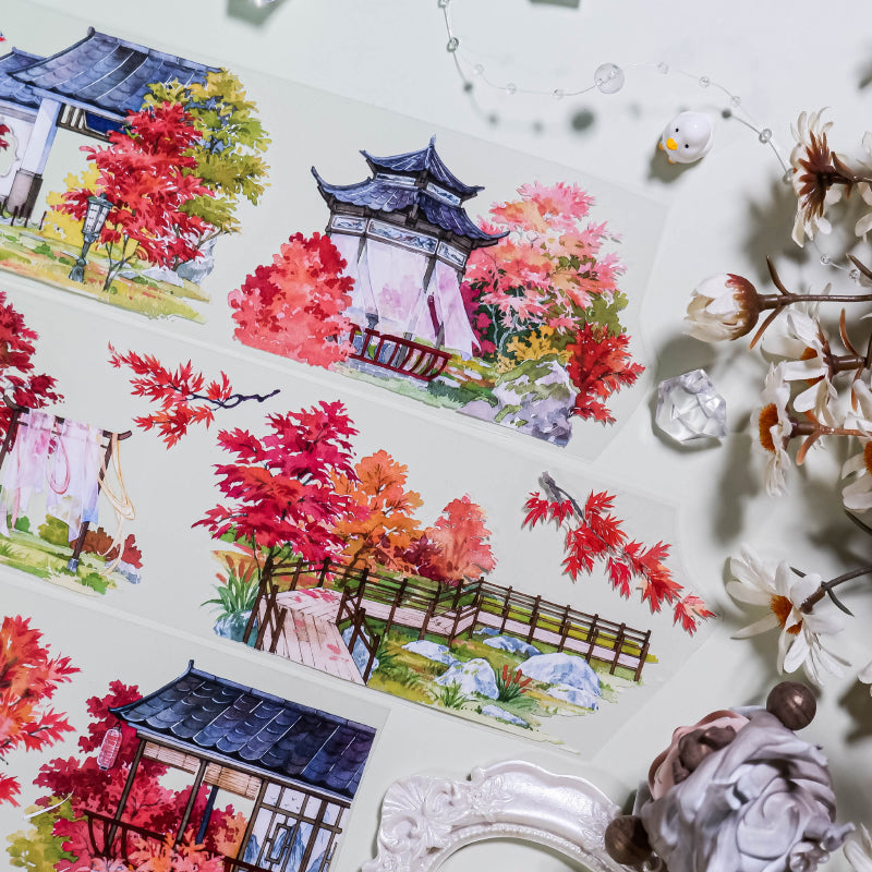 Whole Roll 7cm*5m Cold Maple Leaves PET Tape