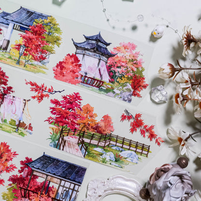 Whole Roll 7cm*5m Cold Maple Leaves PET Tape