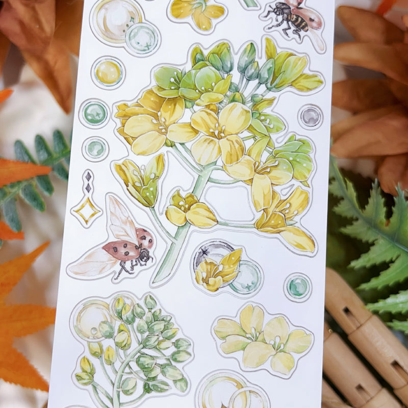 Whole Roll 5cm*5m Flower Insect Die Cutting Washi/Synthetic Paper/Shell Light PET Tape featuring flower, and light designs for journaling, scrapbooking and collage