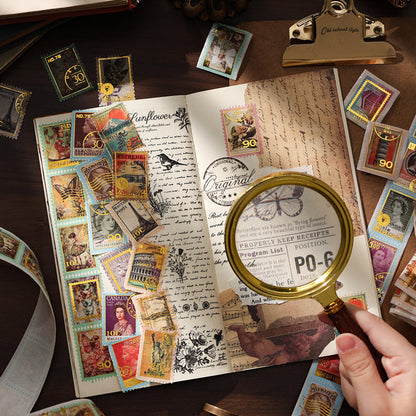 Postal Home Series Gold Stamping Washi Tape featuring old, gold, and post designs for journaling, scrapbooking and collage