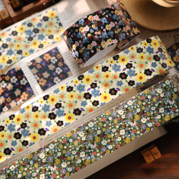 4.2cm*100cm Retro Floral Print Washi Tape featuring floral, and retro designs for journaling, scrapbooking and collage