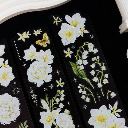 Whole Roll 6cm*5m Peony Orchid Shell Light PET Tape featuring light designs for journaling, scrapbooking and collage