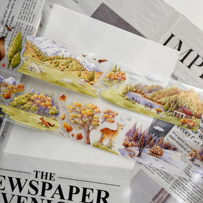 Whole Roll 6.5cm*5m In the forest area Die Cutting Washi/PET/Fog PET Tape featuring forest designs for journaling, scrapbooking and collage
