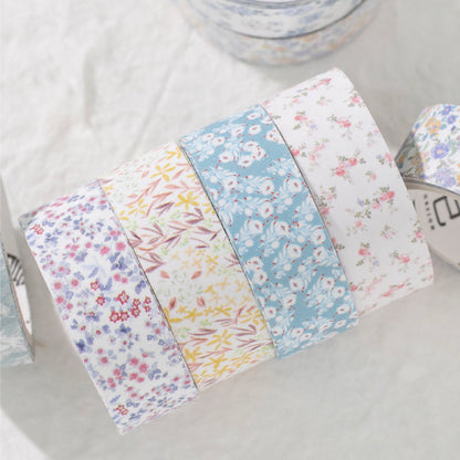 Thin Salt Flower Series Flash Sand Synthetic Paper Tape featuring flower designs for journaling, scrapbooking and collage