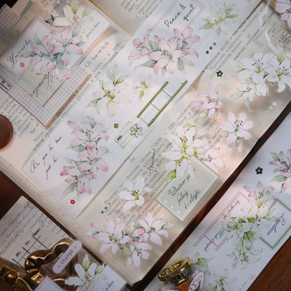 6cm*150cm Light Color Lily Die Cutting Washi/PET/Shell Light PET Tape