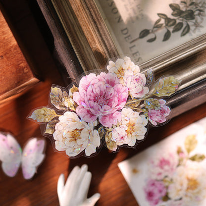 Peach Fog White Flower Die-Cutting Washi Tape - Sample 100cm