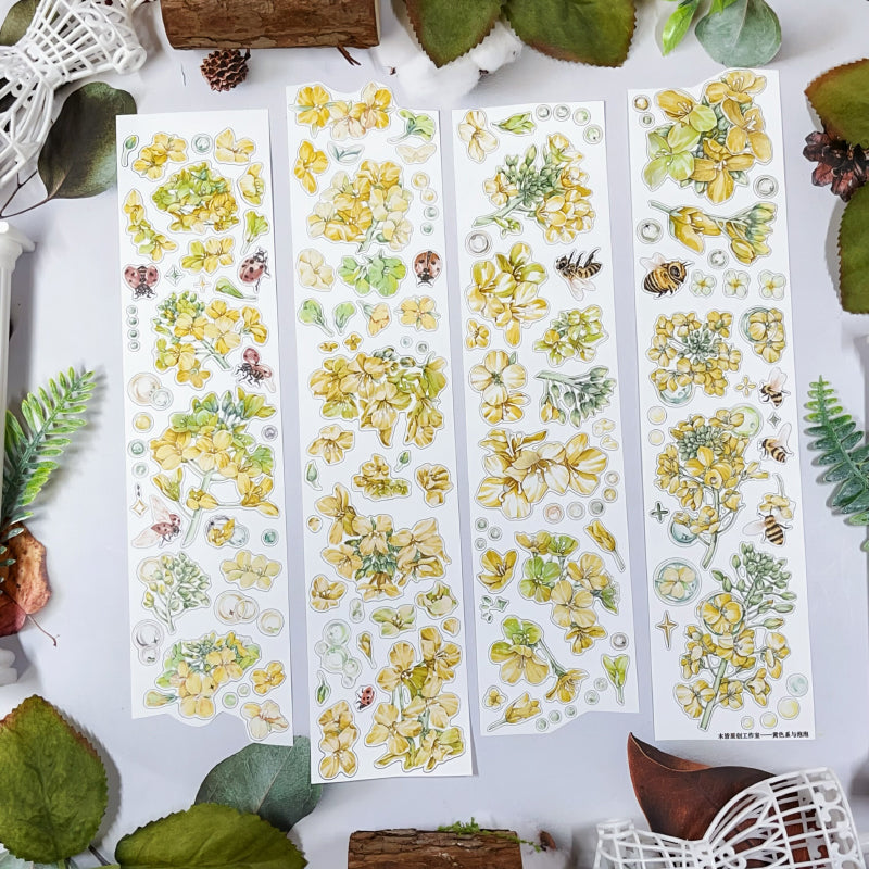 5cm*100cm Flower Insect Die Cutting Washi/Synthetic Paper/Shell Light PET Tape featuring flower, and light designs for journaling, scrapbooking and collage