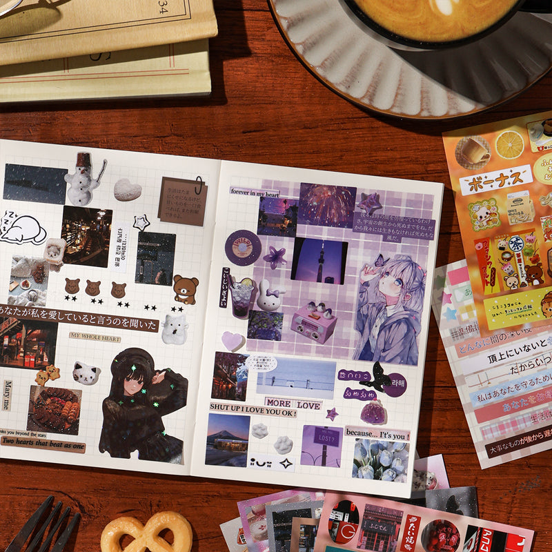 Memory Fragment Series Sticker Book featuring book designs for journaling, scrapbooking and collage