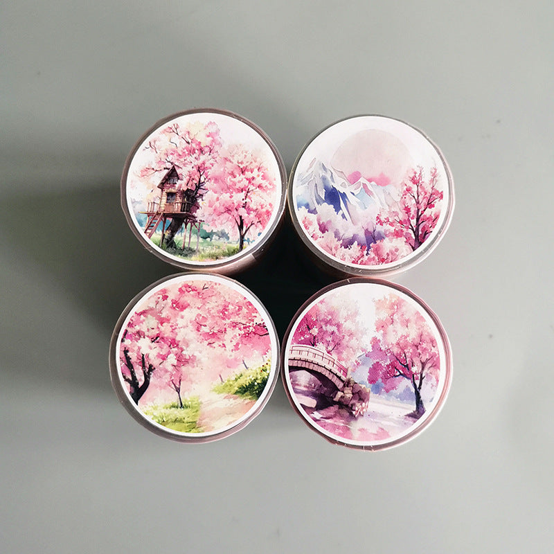 Cherry Blossom Season Series PET Tape featuring sea, and cherry designs for journaling, scrapbooking and collage