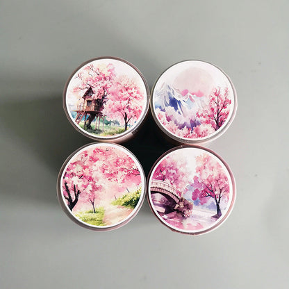 Cherry Blossom Season Series PET Tape featuring sea, and cherry designs for journaling, scrapbooking and collage