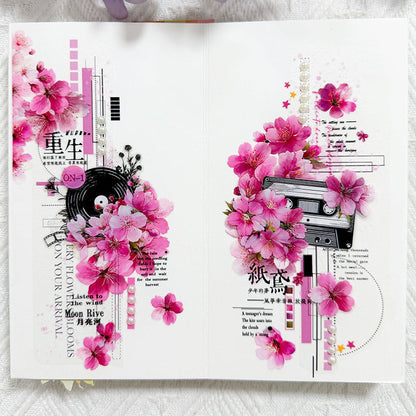 5.5cm*60cm Spring Season Die Cutting PET Tape featuring spring, and sea designs for journaling, scrapbooking and collage
