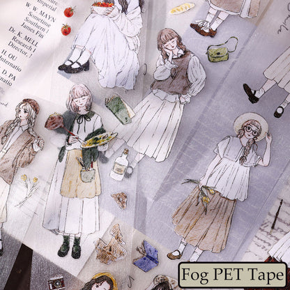 Whole Roll 5cm*5m Poetic Girl Die Cutting Washi/PET/Fog PET Tape