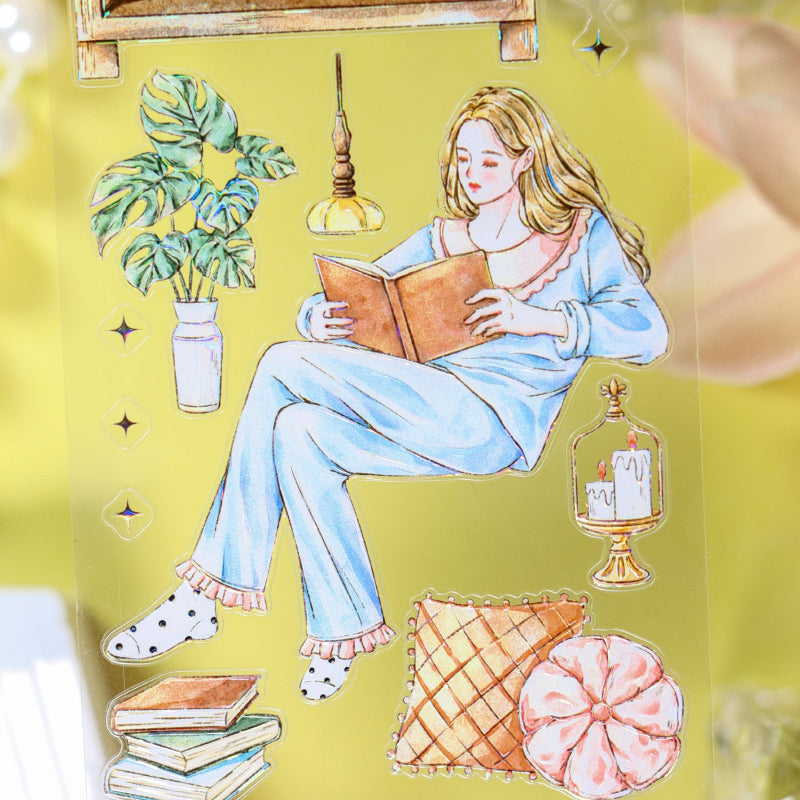 6cm*100cm Home Alone Diary Shell Light PET Tape featuring home, and light designs for journaling, scrapbooking and collage