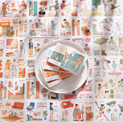 Energizing Vacation Series Sticker Book featuring cat, and book designs for journaling, scrapbooking and collage