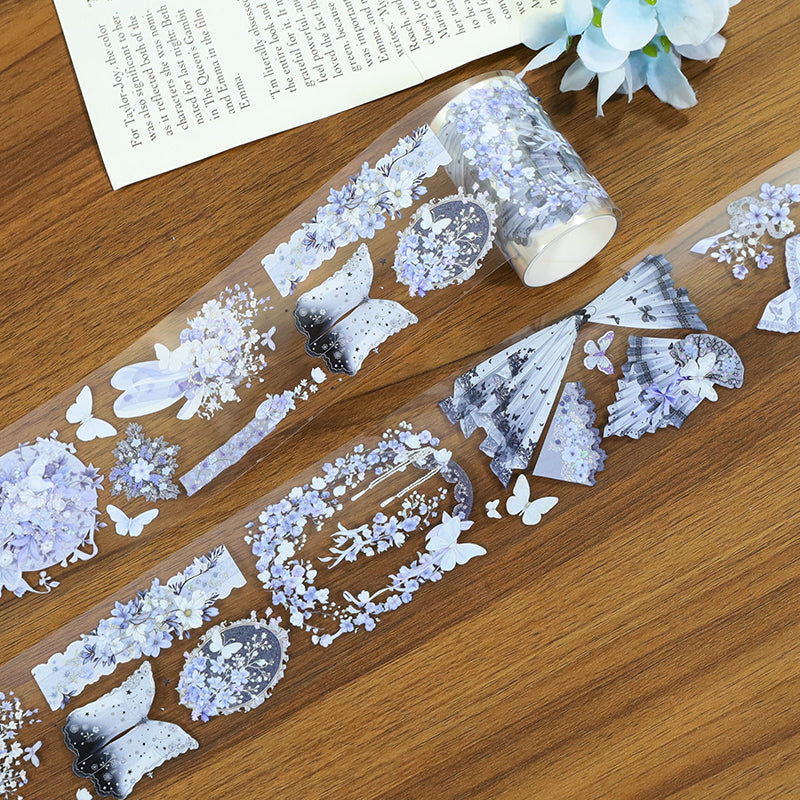 Sheer Floral Frame PET Tape featuring floral designs for journaling, scrapbooking and collage