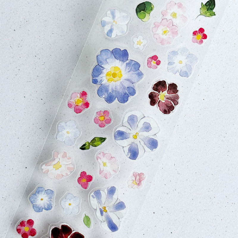 5cm*166cm Little Flower Die Cutting Washi/PET Tape featuring flower designs for journaling, scrapbooking and collage