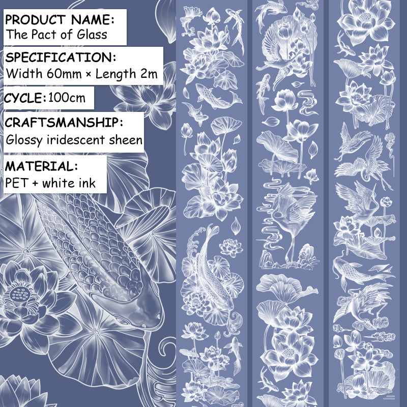 The pact of glass Rainbow Light PET Tape featuring rain, glass, and light designs for journaling, scrapbooking and collage
