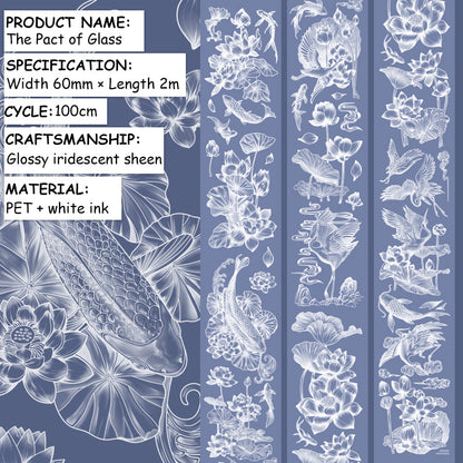The pact of glass Rainbow Light PET Tape featuring rain, glass, and light designs for journaling, scrapbooking and collage