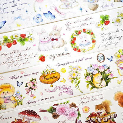 6cm*125cm Lovely Garden Die Cutting Washi/PET Tape featuring garden designs for journaling, scrapbooking and collage
