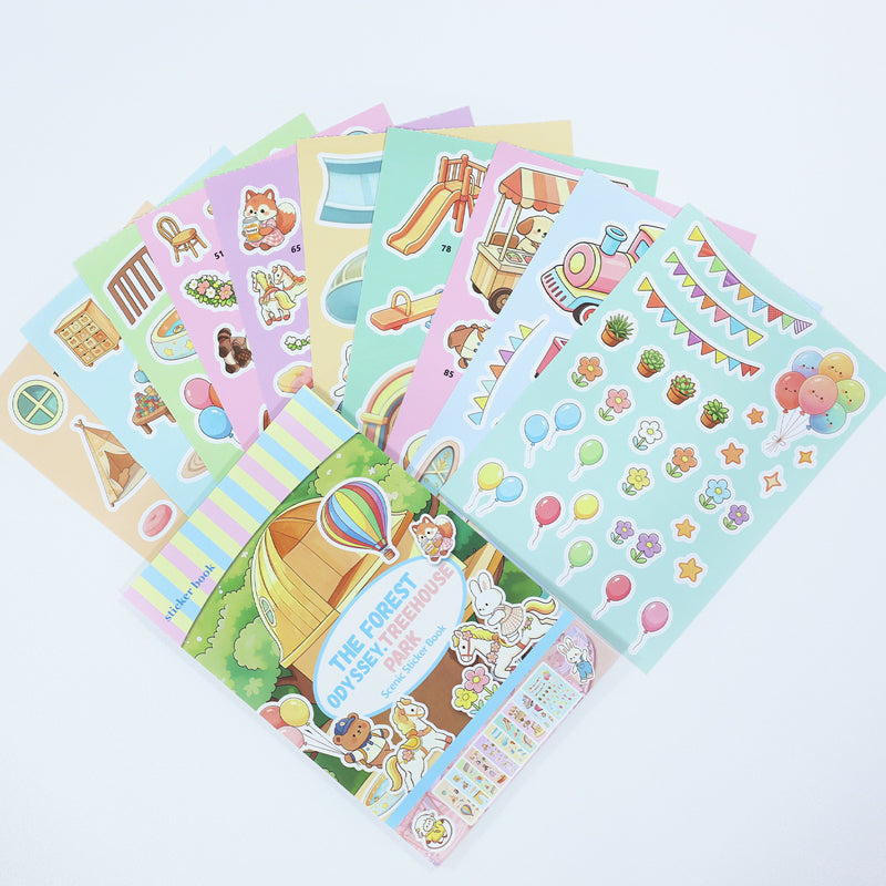 Treehouse Park 3D Sticker featuring house, and tree designs for journaling, scrapbooking and collage