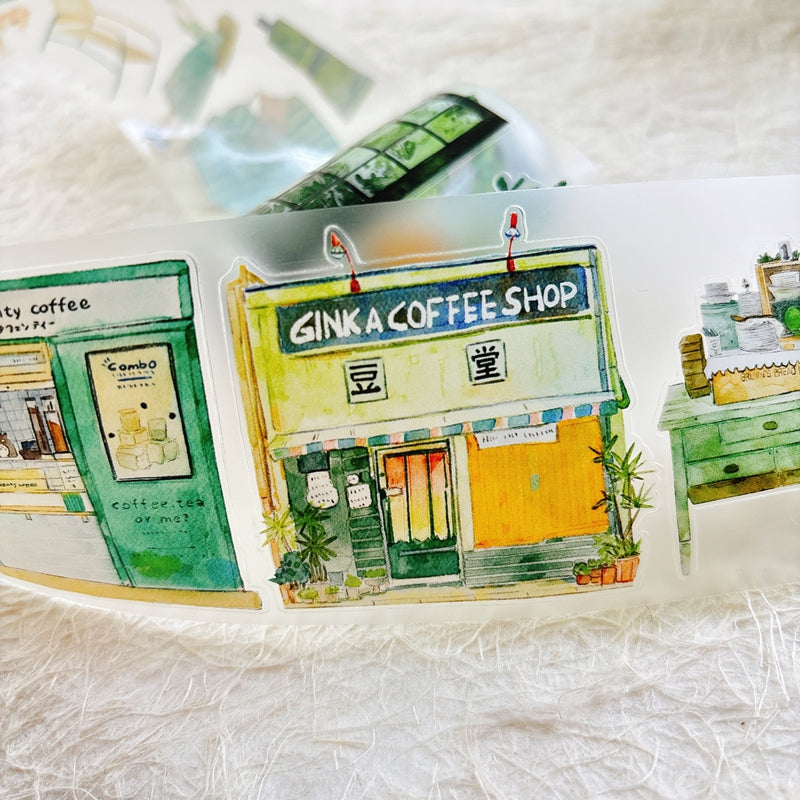 Whole Roll 6cm*5m Greenness Die Cutting Washi/PET/Fog PET Tape featuring green designs for journaling, scrapbooking and collage
