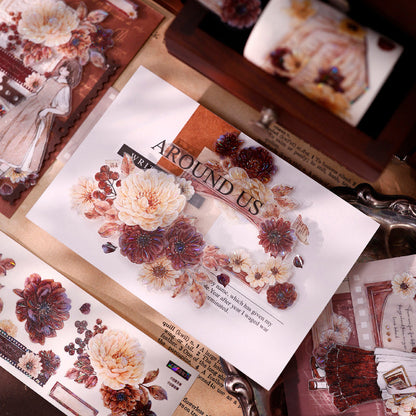 5.5cm*125cm Peony Flower Narrative Die Cutting Washi/PET/Shell Light Washi/PET Tape