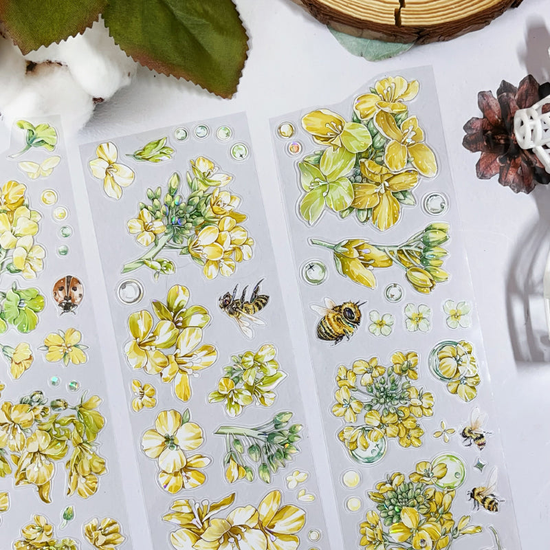 5cm*100cm Flower Insect Die Cutting Washi/Synthetic Paper/Shell Light PET Tape featuring flower, and light designs for journaling, scrapbooking and collage