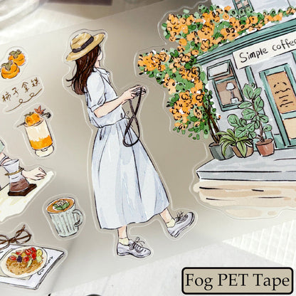 7.5cm*100cm Coffee Lover Die Cutting Washi/PET/Fog PET Tape