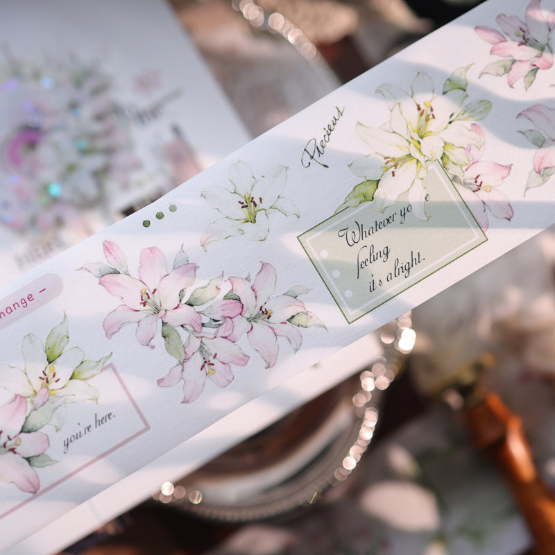 6cm*150cm Light Color Lily Die Cutting Washi/PET/Shell Light PET Tape