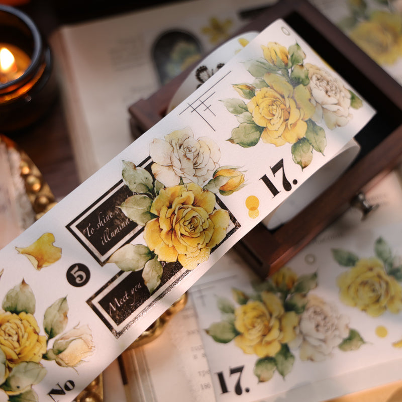 Faded Yellow Letter Flower Die-Cutting Washi Tape - Sample 150cm