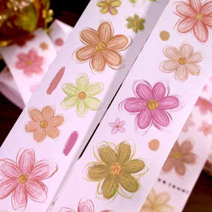 4cm*120cm Muffin Flower Die Cutting Shell Light Washi/PET Tape
