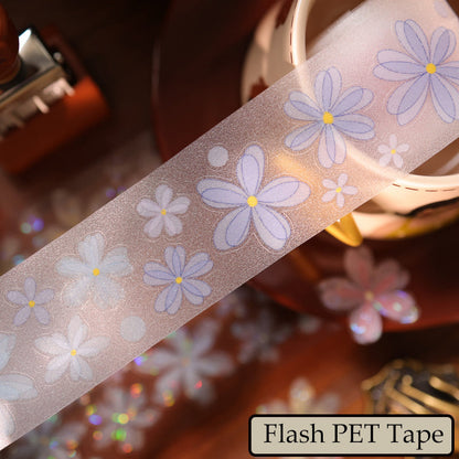 Whole Roll 4cm*6m Little Flower Grocery Store Die Cutting Washi/Flash PET/Shell Light PET Tape