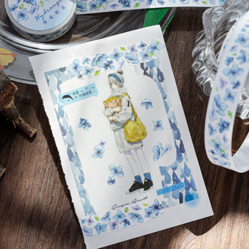 Flower Poem Series Flash Sand Synthetic Paper Tape featuring flower designs for journaling, scrapbooking and collage