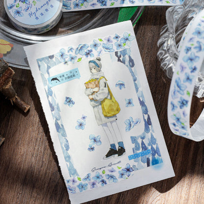 Flower Poem Series Flash Sand Synthetic Paper Tape featuring flower designs for journaling, scrapbooking and collage