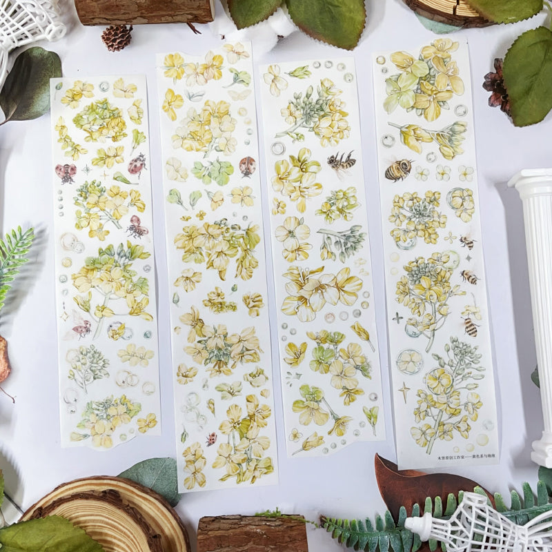 Whole Roll 5cm*5m Flower Insect Die Cutting Washi/Synthetic Paper/Shell Light PET Tape featuring flower, and light designs for journaling, scrapbooking and collage