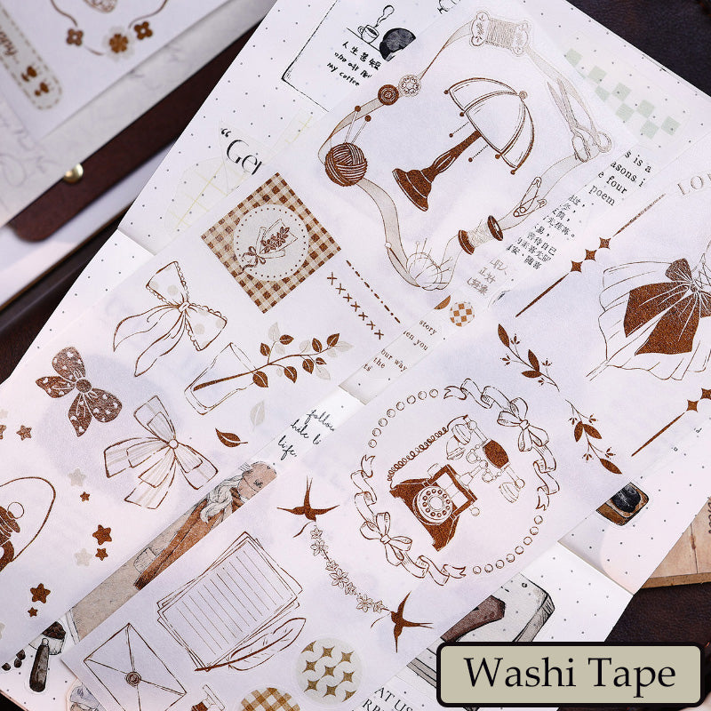 Whole Roll 5cm*5m Caramel Collection Die Cutting Washi/Fog PET Tape
