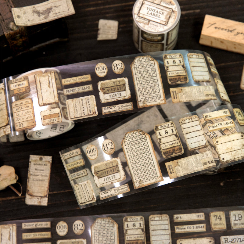 Retro Markings Series Die Cutting Washi Tape featuring retro designs for journaling, scrapbooking and collage