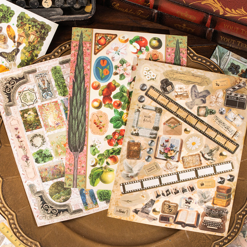 Old Things Collection Series Sticker Book featuring old, and book designs for journaling, scrapbooking and collage