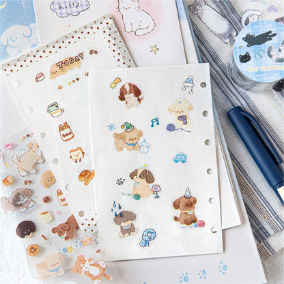 Kitten and puppy business series Die Cutting PET Tape for journaling, scrapbooking and collage