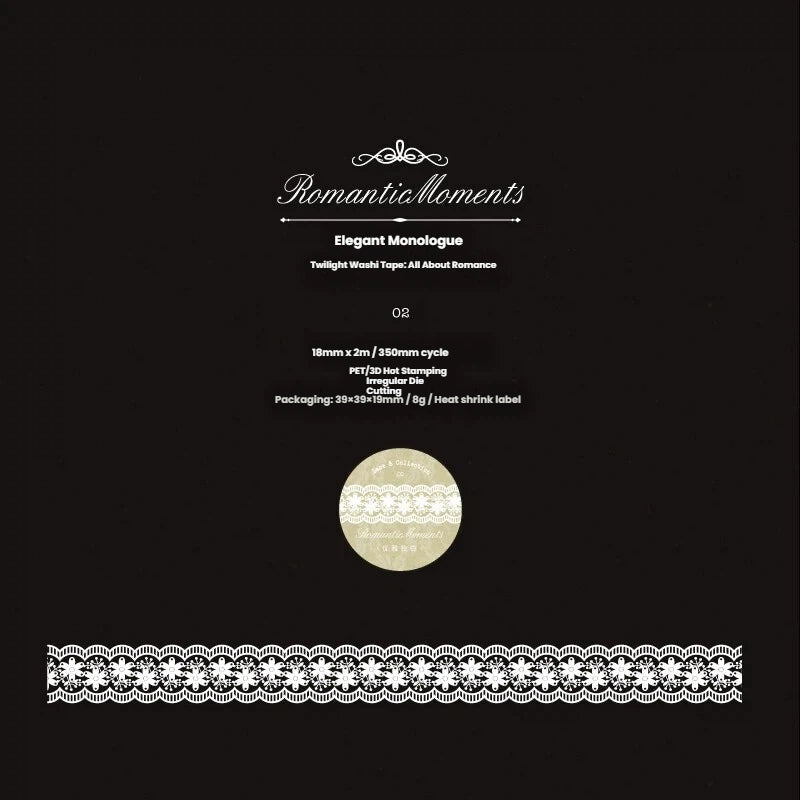 Romantic Moments Series Silver Stamping PET Tape