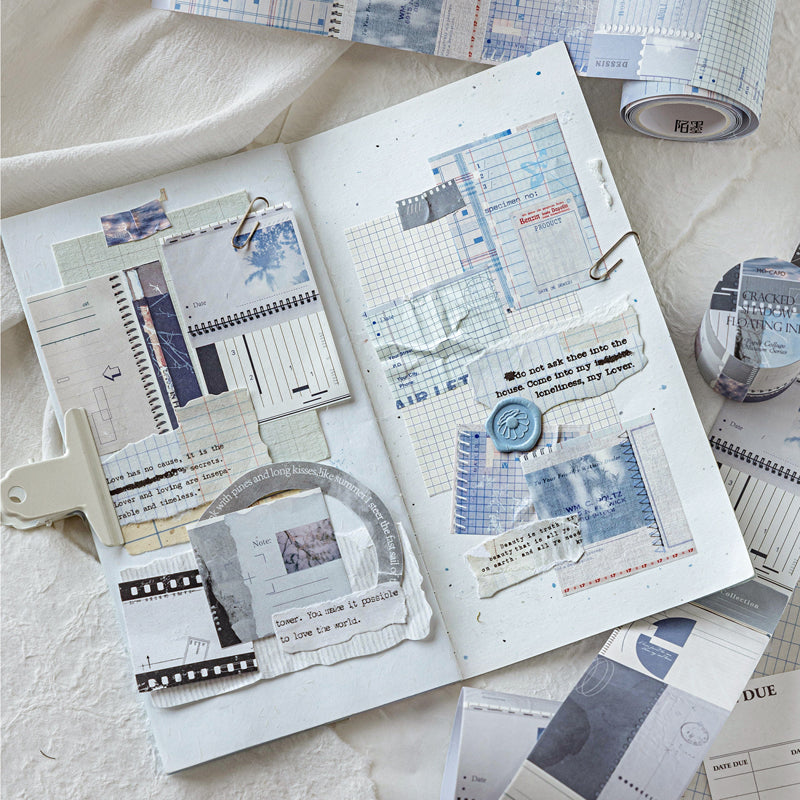 Collage Gallery Series Die Cutting White Kraft Paper Tape featuring white designs for journaling, scrapbooking and collage