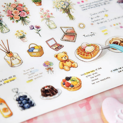 Flowers & Poetry of Life PET Coil Sticker Book