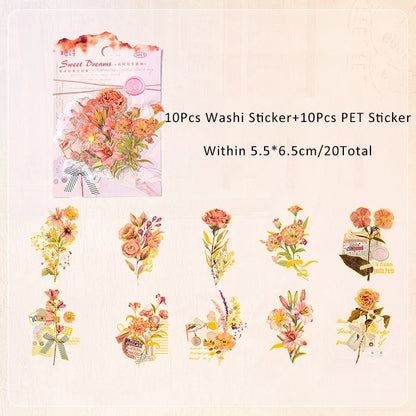 Time Floral Sticker Sheet – Vintage Aesthetic Journaling & Planner Sticker