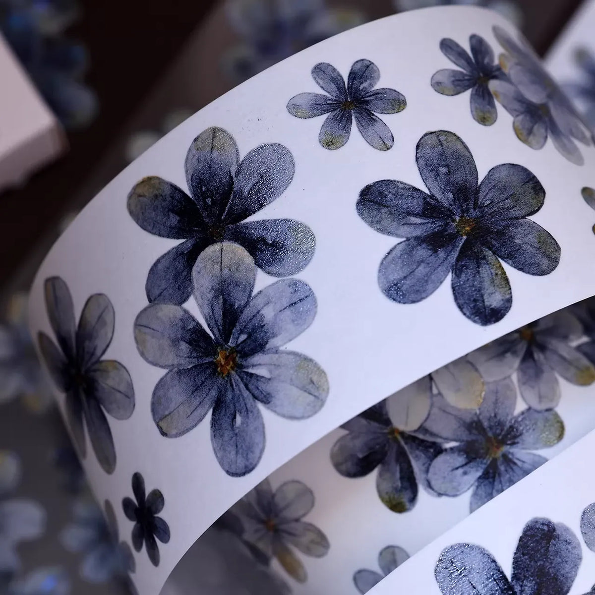 Deep Sea Blue Vintage Floral PET & Washi Tape