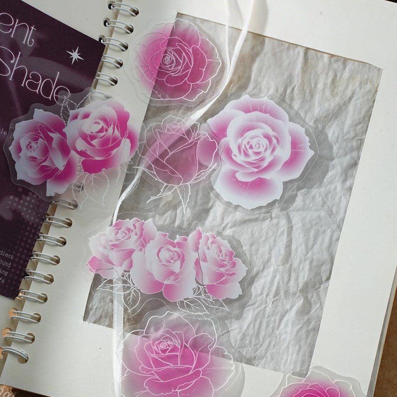 Gradient Floral Shade Sticker Pack featuring floral and shade designs for journaling, scrapbooking and collage